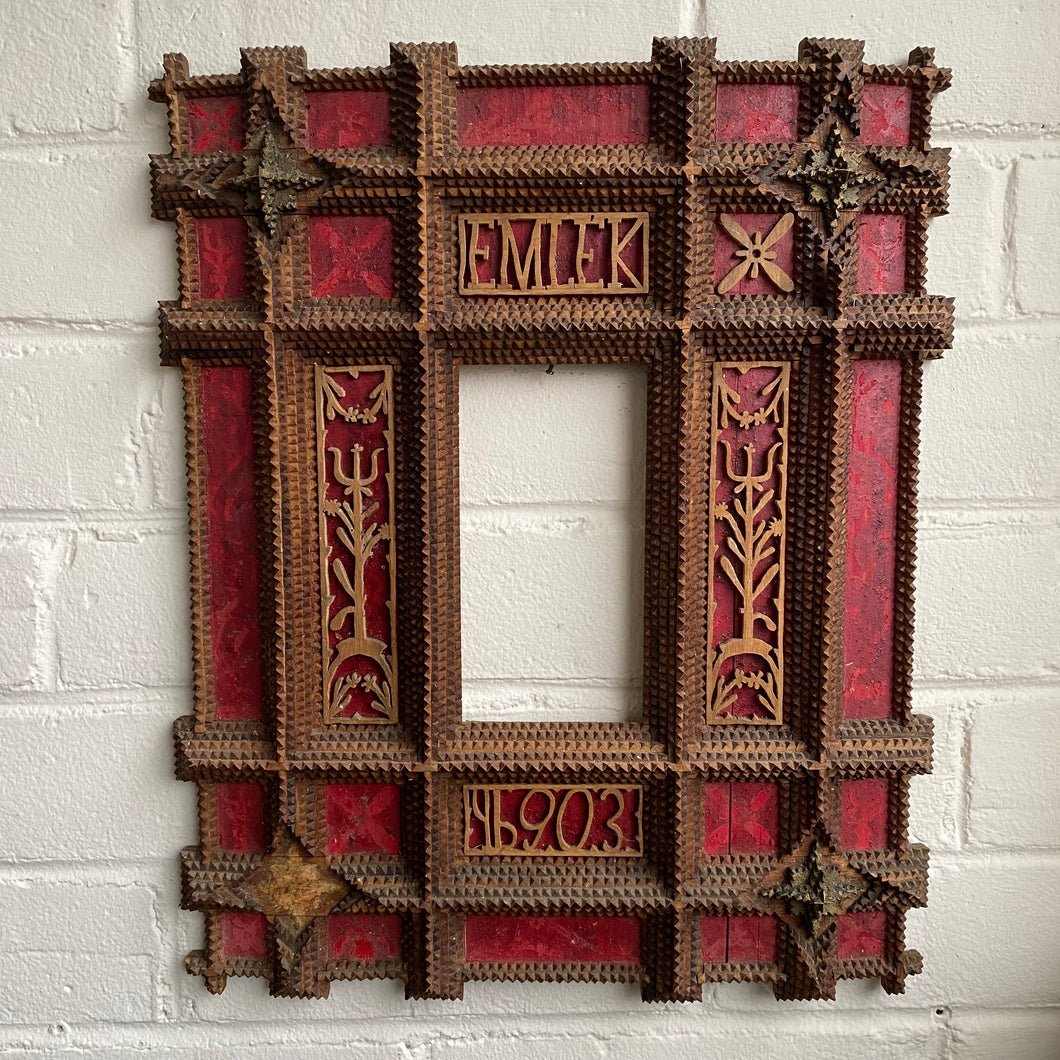 Antique Tramp Art Frame from Hungary