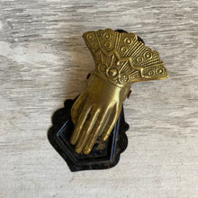 Load image into Gallery viewer, Victorian Pressed Gilt Metal Hand Shaped Clip c1900
