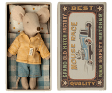Load image into Gallery viewer, Maileg - Big Brother Mouse in Matchbox w/Yellow Jacket
