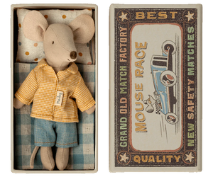 Maileg - Big Brother Mouse in Matchbox w/Yellow Jacket