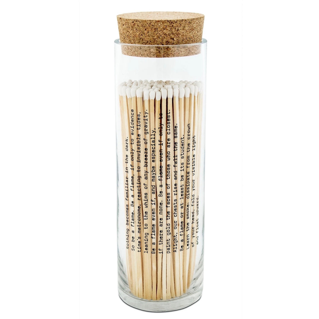 White Poetry Fireplace Matches in Bottle with Cork Lid by Skeem Design