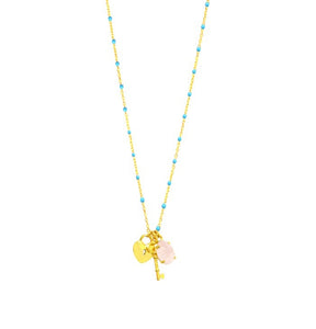 Gold Vermeil Enamel Bead Charm Necklace