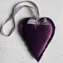 Load image into Gallery viewer, Velvet Lavender Heart Sachet handmade in Toronto
