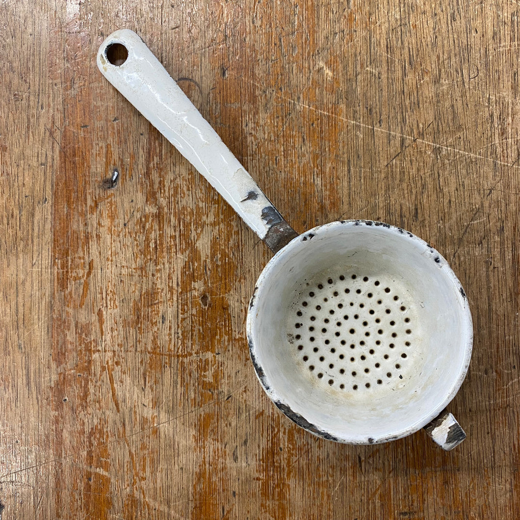 Vintage White Enamel Tea Strainer - Germany