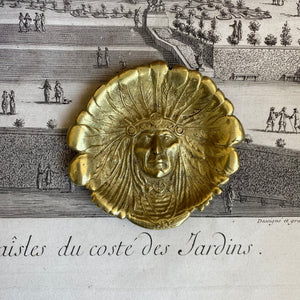 Vintage Brass Native American Indian Chief Dish