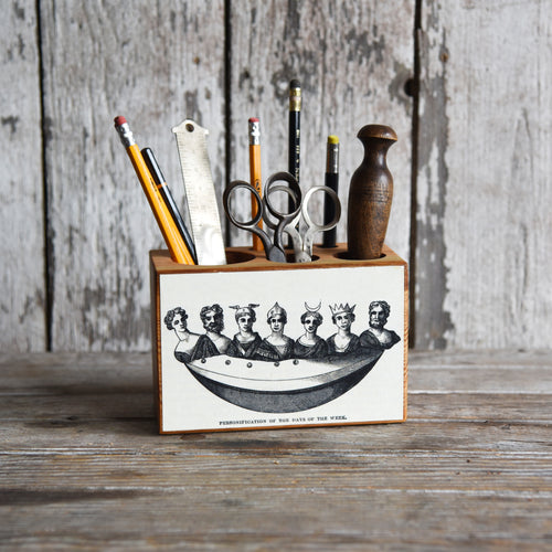 Large Wooden Desk Caddy handmade by Peg and Awl in Philadelphia