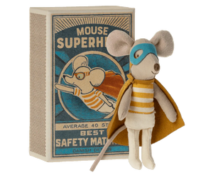 Maileg - Super Hero Little Brother Mouse in Matchbox