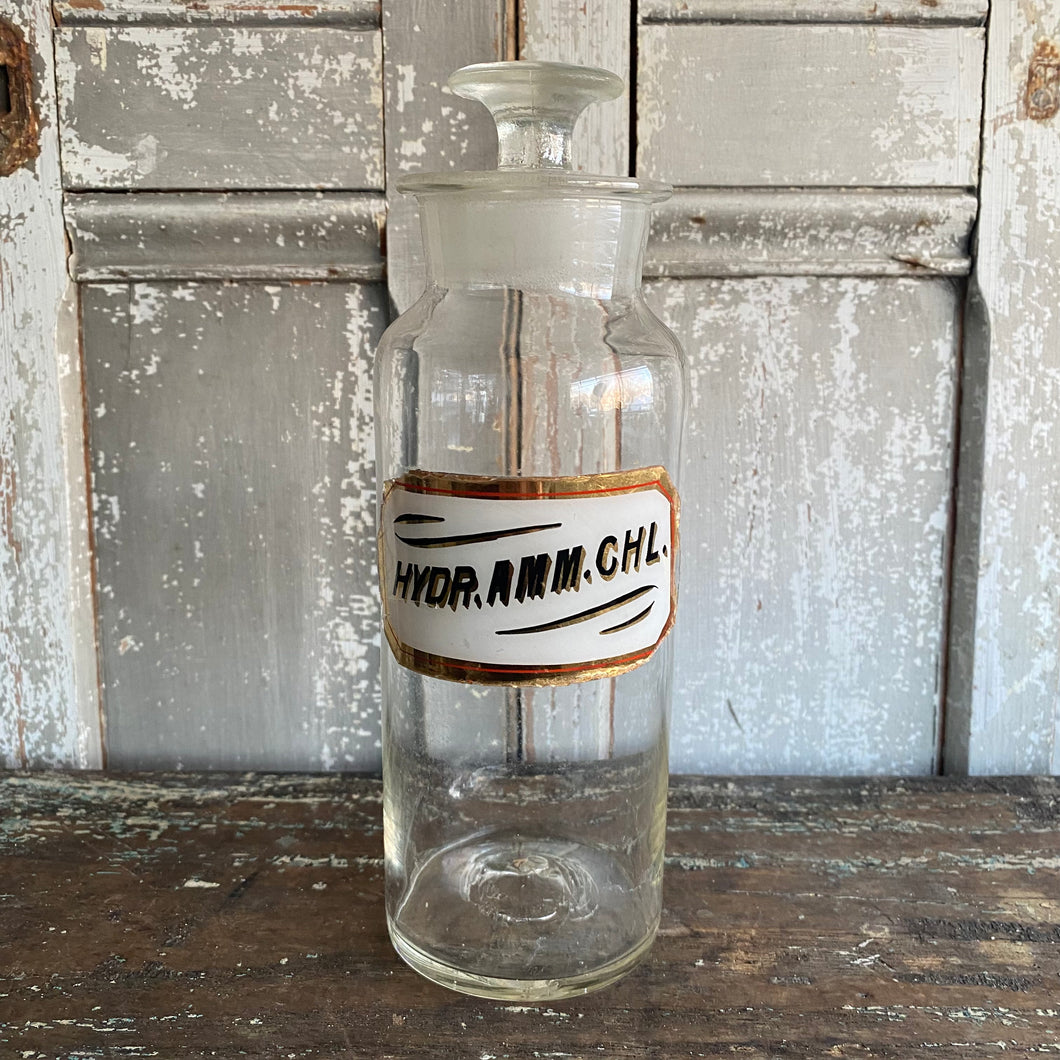 Antique Pharmacy Bottle - Glass Label - 8-1/8