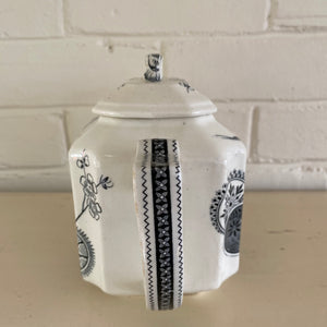Antique Aesthetic Movement Black Transferware Teapot