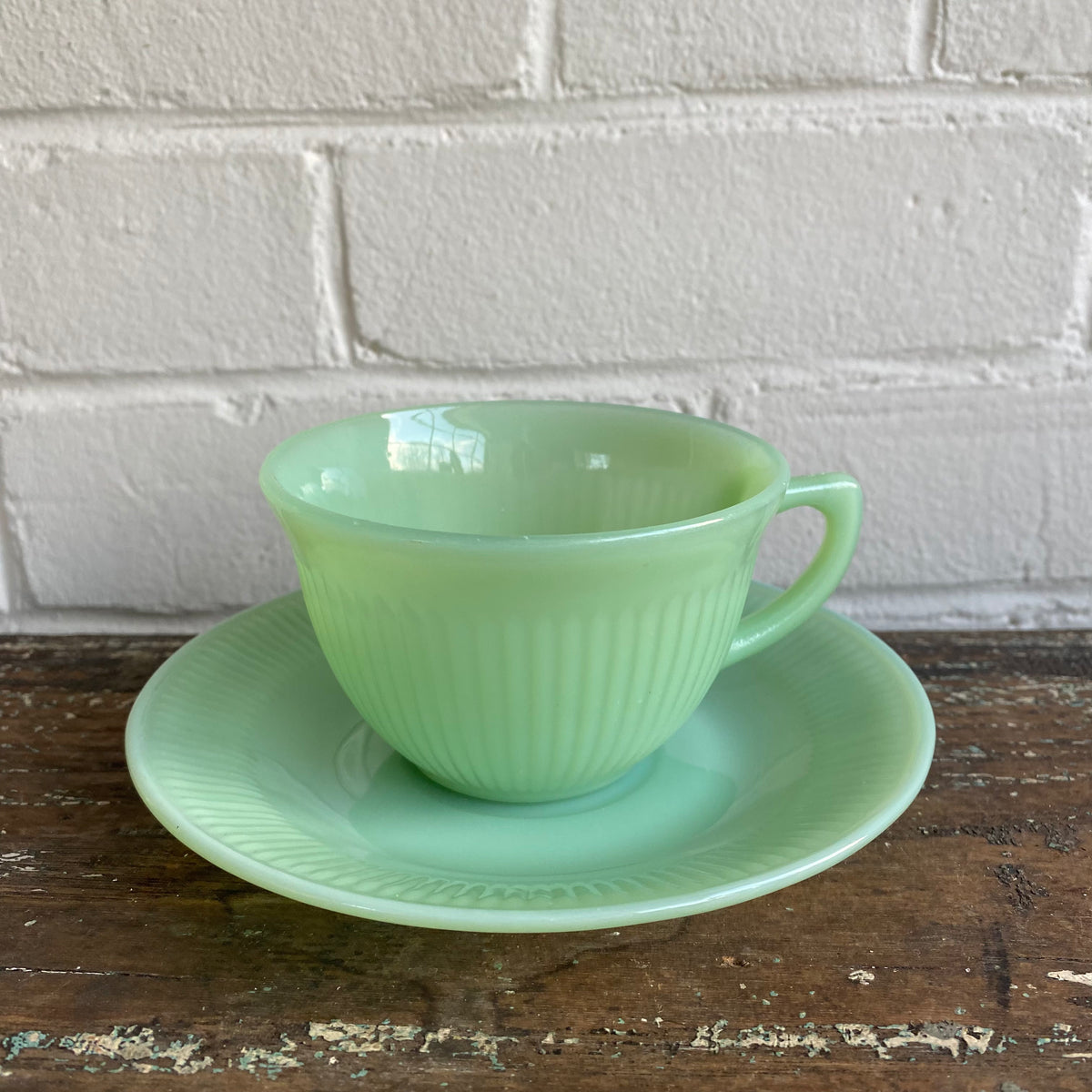 Vintage Fire King Jadeite Cup and Saucer Blackbird Vintage Finds