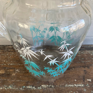 Vintage Glass Pitcher with Bamboo Decoration