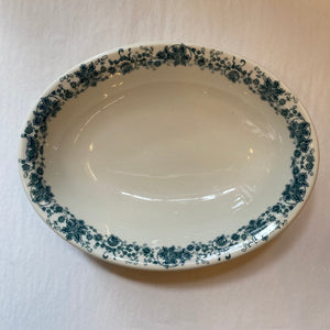 Vintage Shenango Blue Floral and White Oval Serving Dish