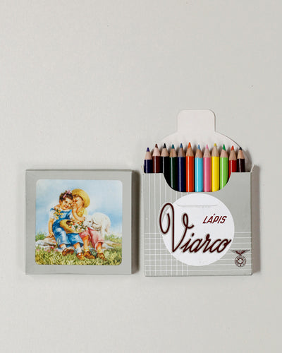 Girl and Boy with Sheep Coloured Pencil Box by Viarco made in Portugal