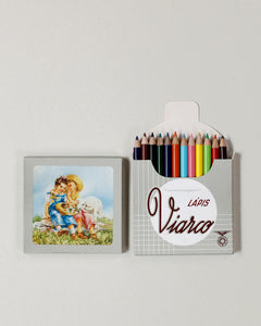 Girl and Boy with Sheep Coloured Pencil Box by Viarco made in Portugal
