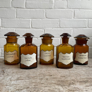 Antique Amber Glass Apothecary Bottles from Eastern Europe