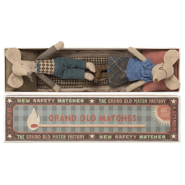 Maileg - Grandma & Grandpa Mice in a Matchbox