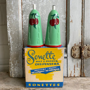 Vintage Sonette Salt + Pepper Dispenser Set c1940-50s