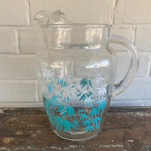 Vintage Glass Pitcher with Bamboo Decoration