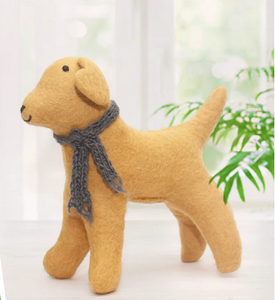 Lab with Grey Scarf Felted Dog