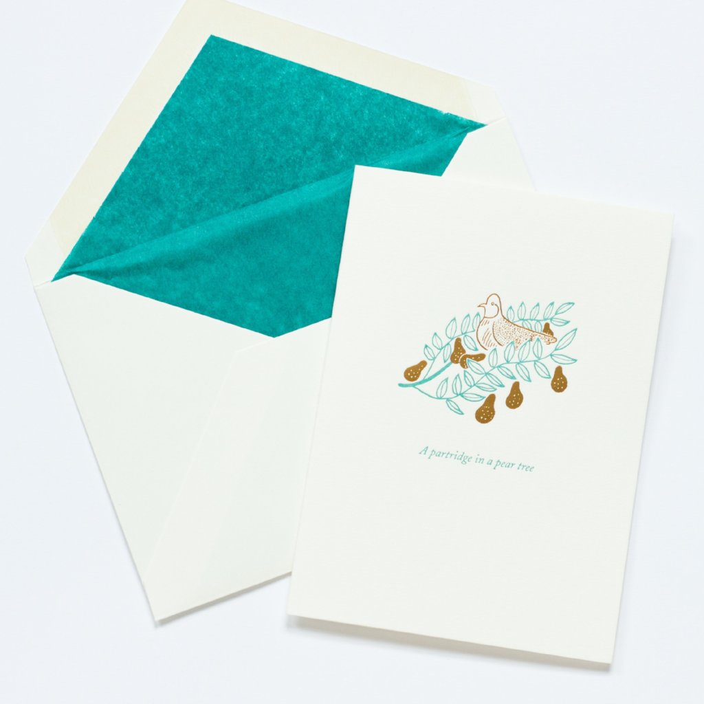 A Partridge in a Pear Tree Letterpress Christmas Card by Meticulous Ink in Bath England